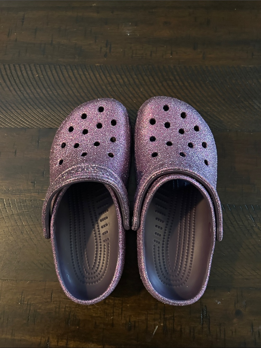 CROCS Kids Glitter Clogs in Sparkling Purple- perfect for Summer!!